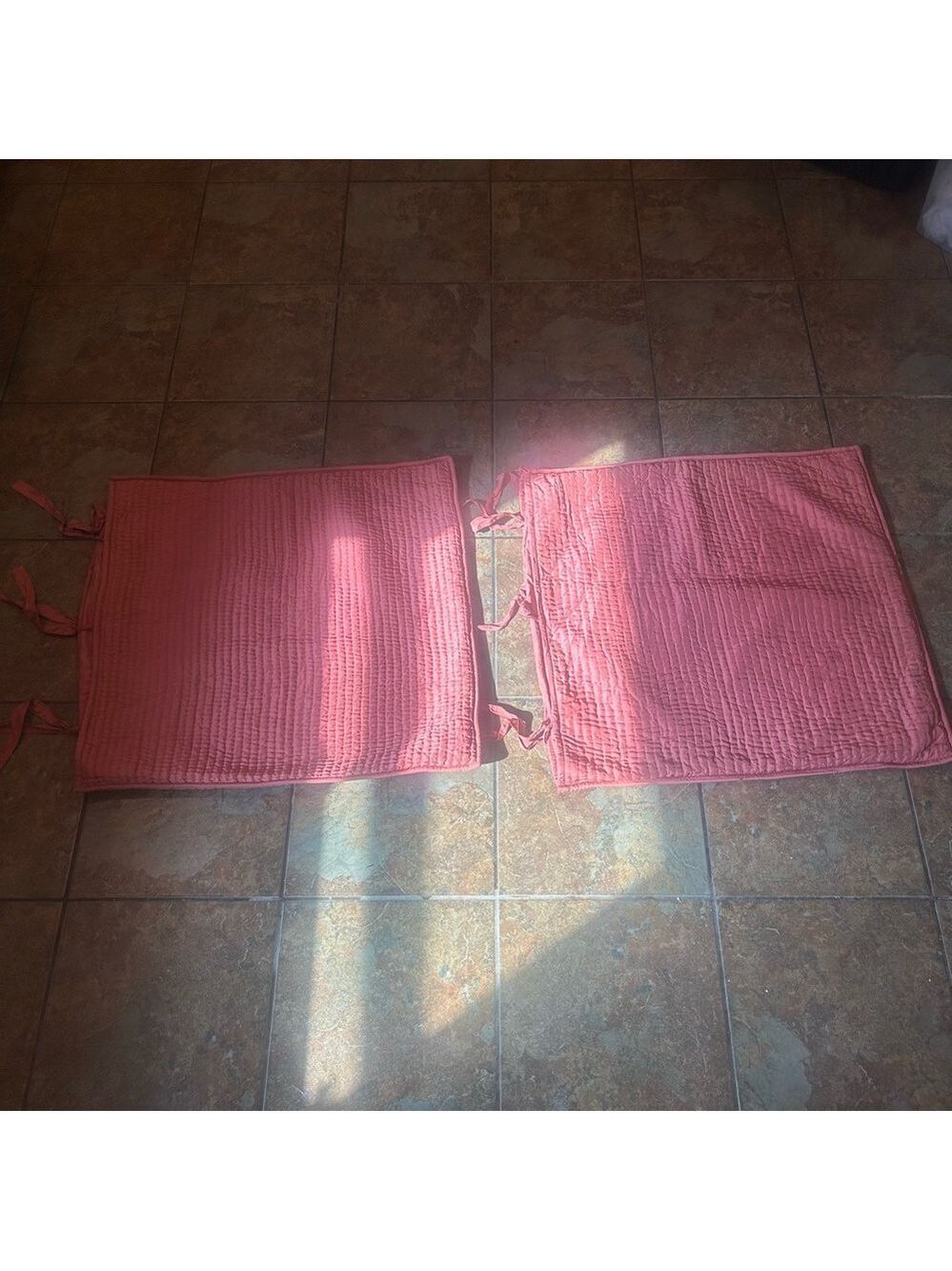 Pottery Barn Blush Pink Quilted Silk Euro Pillow Shams 2 Romantic
